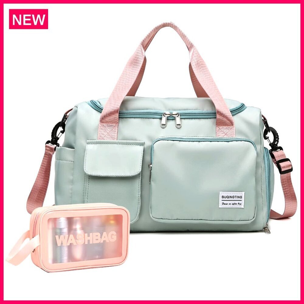 Lightweight Duffle Bag with Shoe Compartment, Toiletry Bag, Adjustable Strap